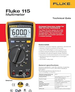 Fluke 115 ดิจิตอลมัลติมิเตอร์ สำหรับช่างเทคนิคงานบริการด้านไฟฟ้า